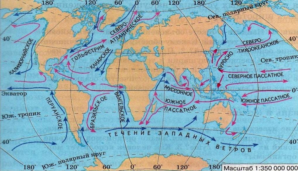 Карта течений мирового океана