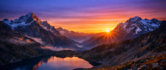 Заря в горах