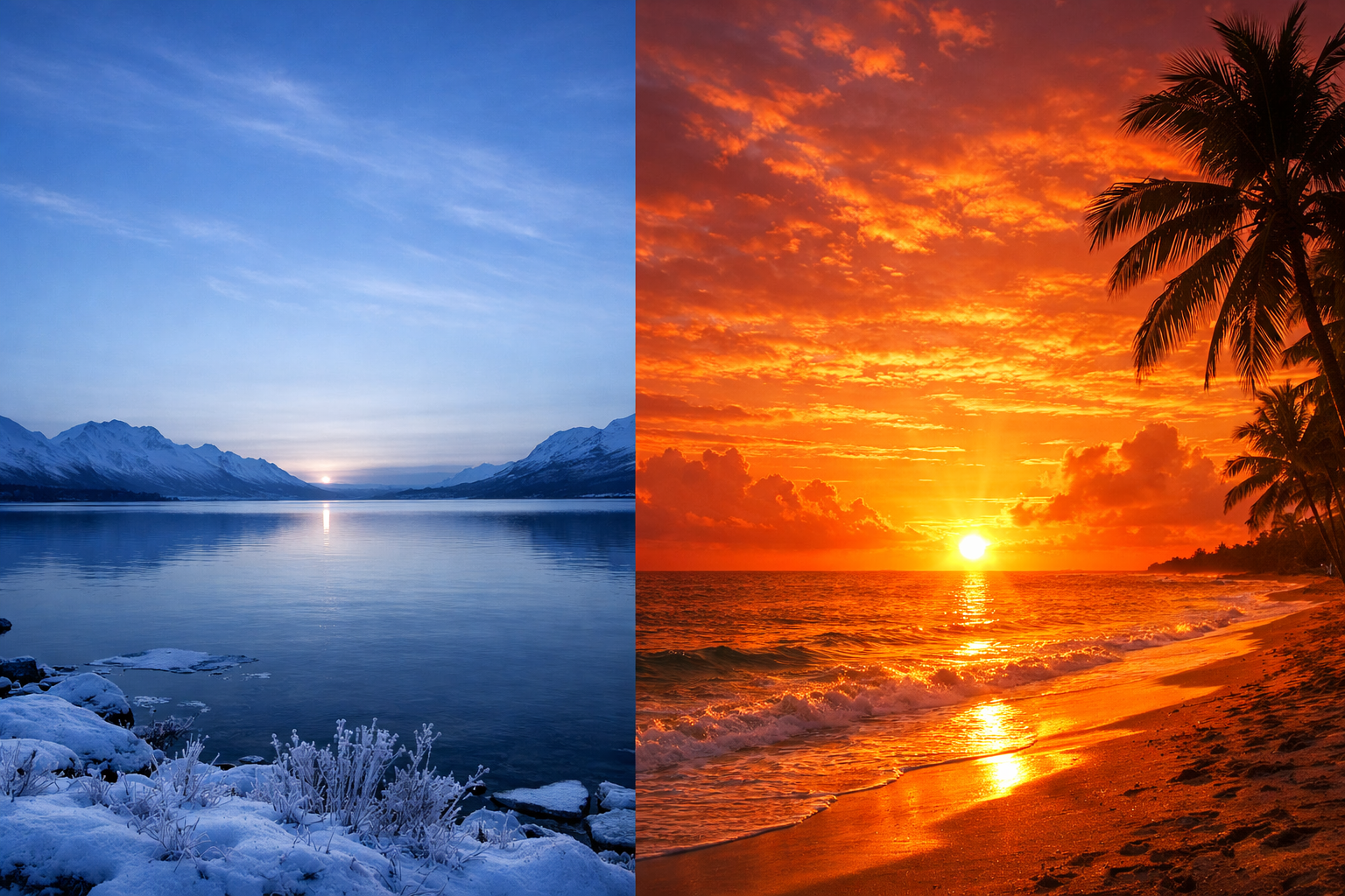 Сравнение зари в разных сезонах и широтах